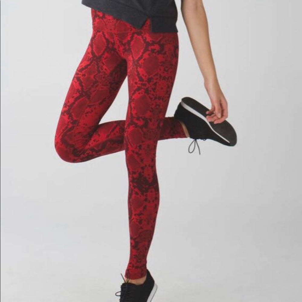 Lululemon Athletica Red Snakeskin Leggings